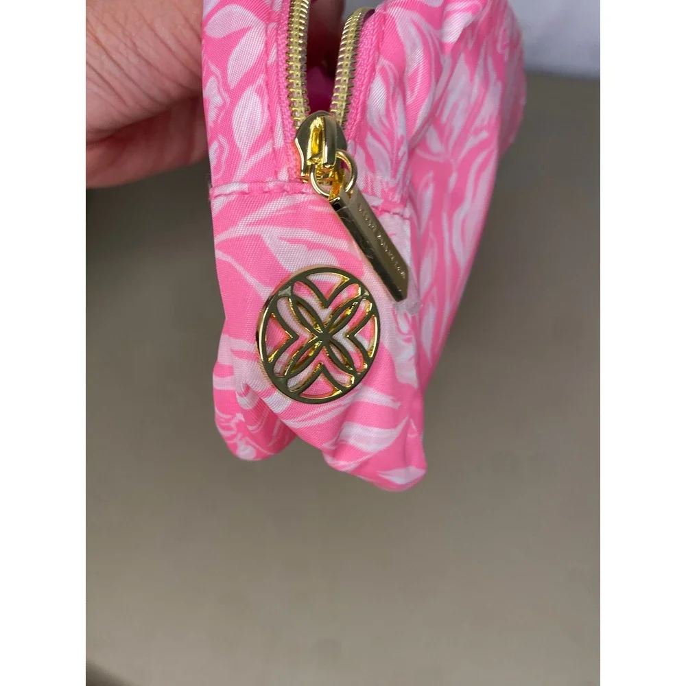 Lilly Pulitzer Pink White Floral Makeup Bag Cosmetic Travel Pouch Vacation